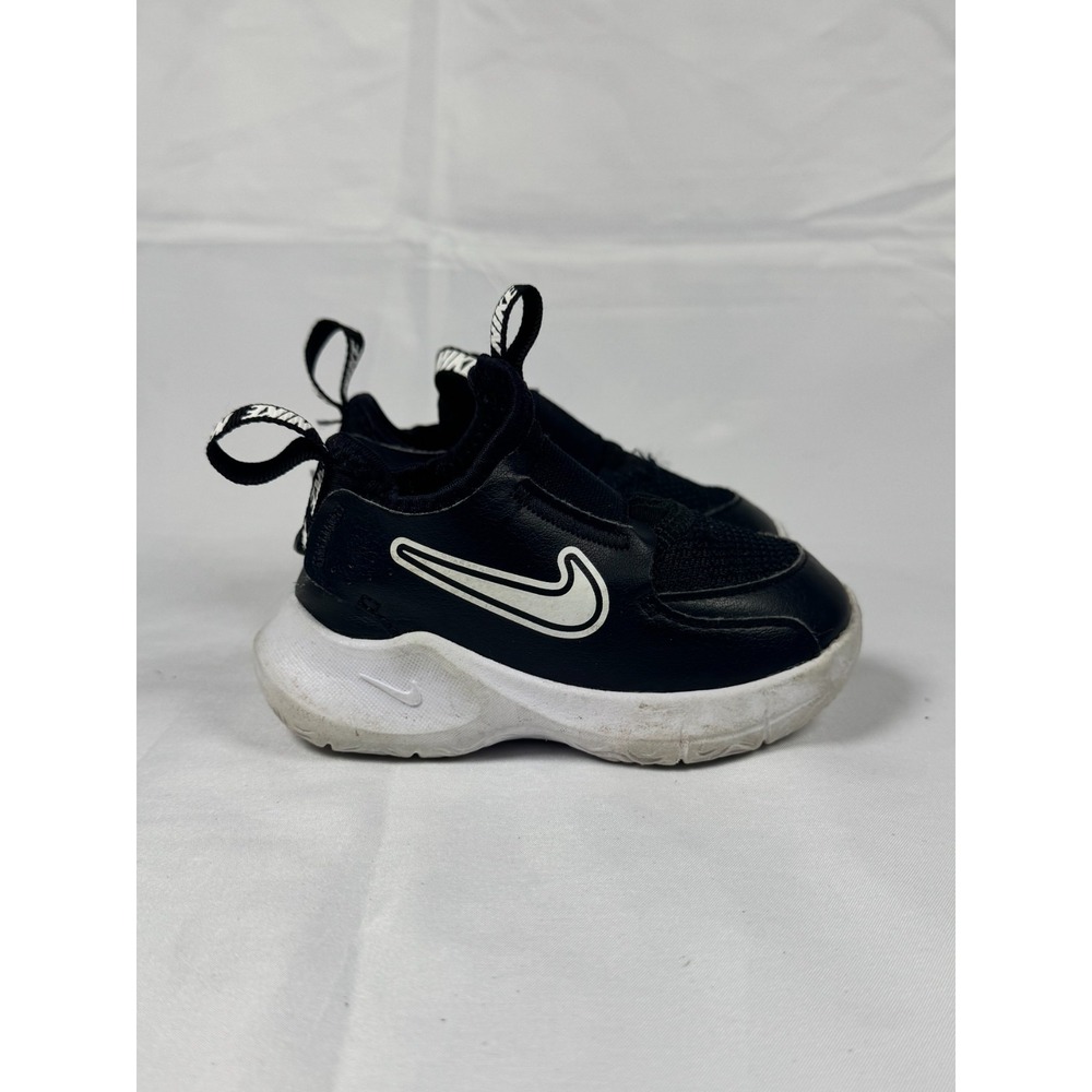 Nike Flex Runner 3 FN1478-005 Toddler 5C Shoes Black White Mesh Slip On Sneakers